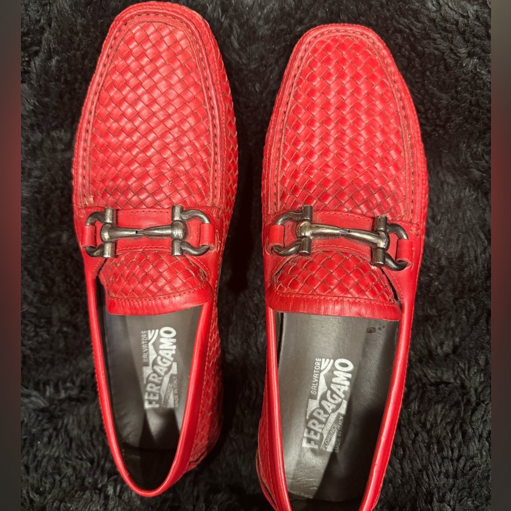 Salvador Ferragamo Red driving moccasins
